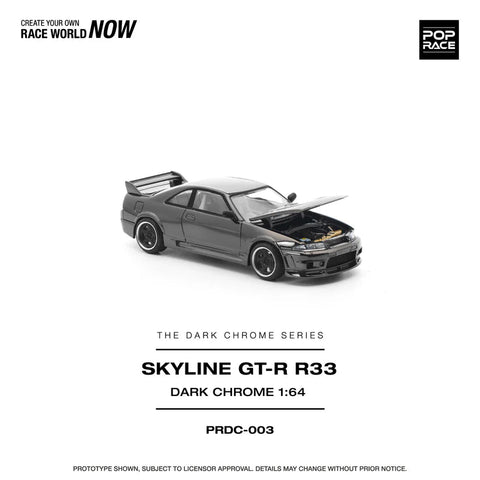 Pop Race 1/64 R33 GT-R Dark Chrome - GT Hobby Store