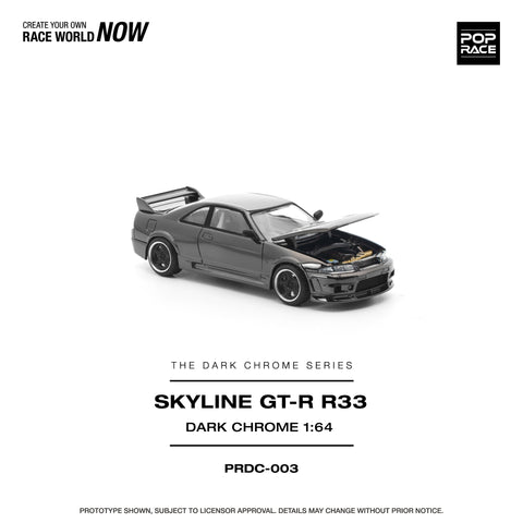 Pop Race 1/64 R33 GT-R Dark Chrome - GT Hobby Store