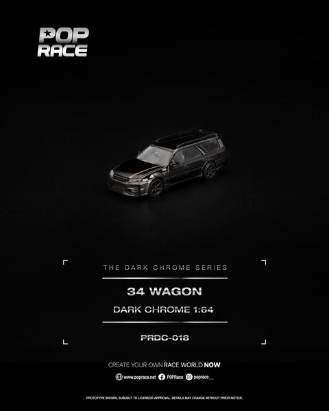 Pop Race 1/64 R34 Wagon Dark Chrome - GT Hobby Store