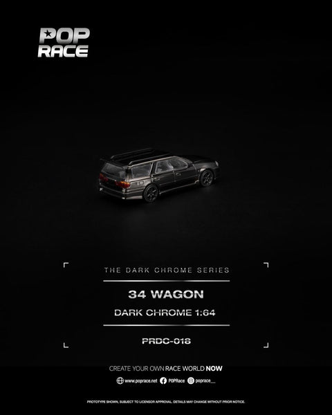 Pop Race 1/64 R34 Wagon Dark Chrome - GT Hobby Store