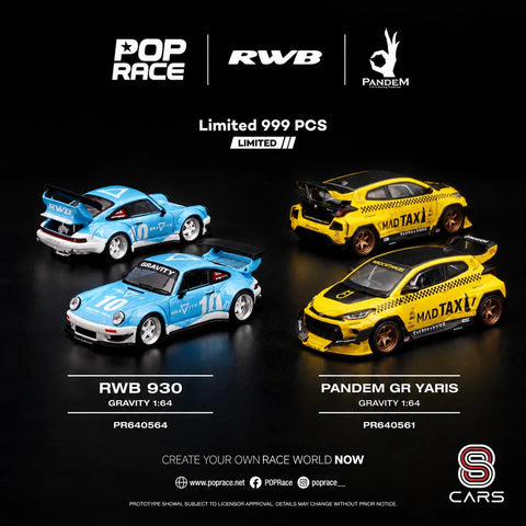 Pop Race 1/64 RWB 930 Gravity and Pandem GR Yaris Gravity (Set of 2) - GT Hobby Store