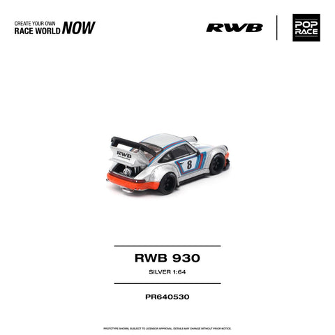 Pop Race 1/64 RWB 930 Silver - GT Hobby Store