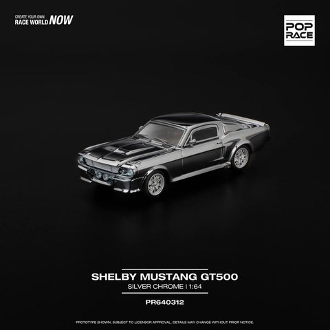 Pop Race 1/64 Shelby Mustang GT500 - Silver Chrome - GT Hobby Store