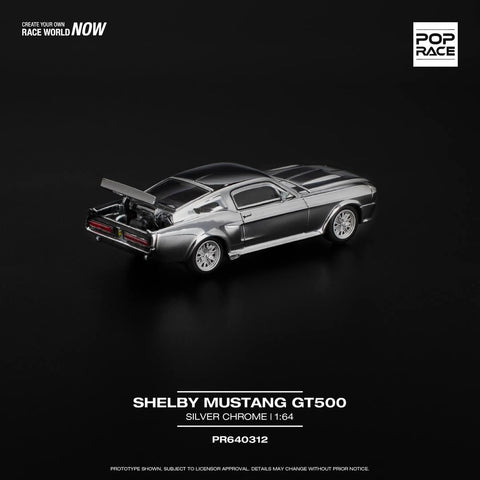 Pop Race 1/64 Shelby Mustang GT500 - Silver Chrome - GT Hobby Store