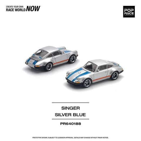 Pop Race 1/64 Singer Silver/Blue - GT Hobby Store