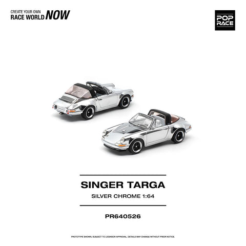 Pop Race 1/64 Singer Targa - Silver Chrome - GT Hobby Store