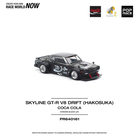 Pop Race 1/64 Skyline GT-R Drift (Hakosuka) - Coca Cola Zero JP Black Chrome - GT Hobby Store