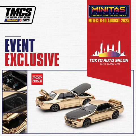 Pop Race 1/64 Skyline GT-R R32 Chrome Gold TASKL 2025 Event Model - GT Hobby Store