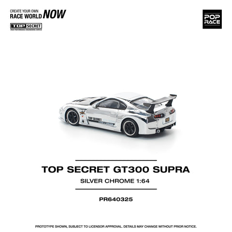 Pop Race 1:64 Top Secret GT300 Supra - Silver Chrome - GT Hobby Store