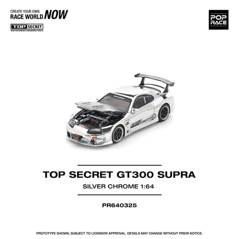 Pop Race 1:64 Top Secret GT300 Supra - Silver Chrome - GT Hobby Store