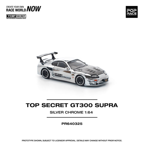 Pop Race 1:64 Top Secret GT300 Supra - Silver Chrome - GT Hobby Store
