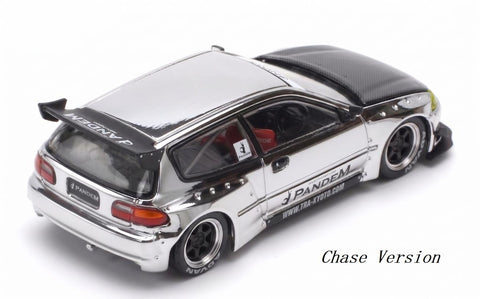 Pop Race X TS Exclusives 1/64 Pandem EG6 Silver Chrome - GT Hobby Store