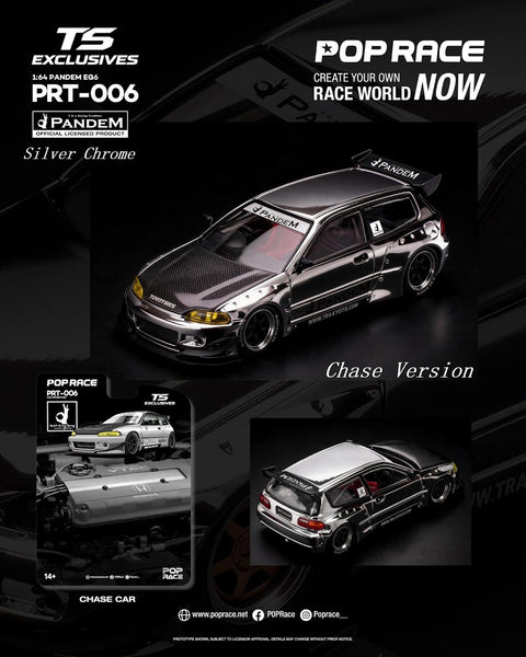 Pop Race X TS Exclusives 1/64 Pandem EG6 Silver Chrome - GT Hobby Store