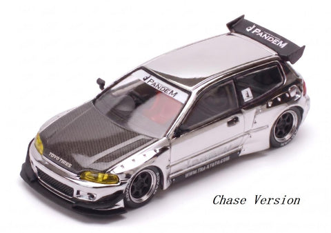 Pop Race X TS Exclusives 1/64 Pandem EG6 Silver Chrome - GT Hobby Store