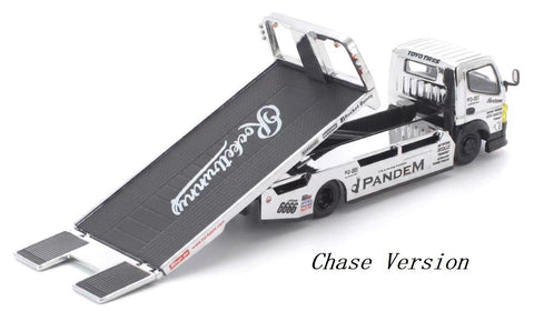 Pop Race X TS Exclusives 1/64 Pandem Fuso 300 Flatbed Transporter Silver Chrome - GT Hobby Store