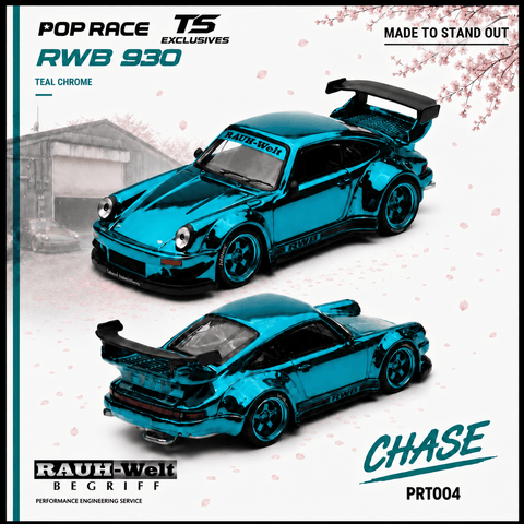 Pop Race X TS Exclusives 1/64 RWB 930 Teal Chrome - GT Hobby Store