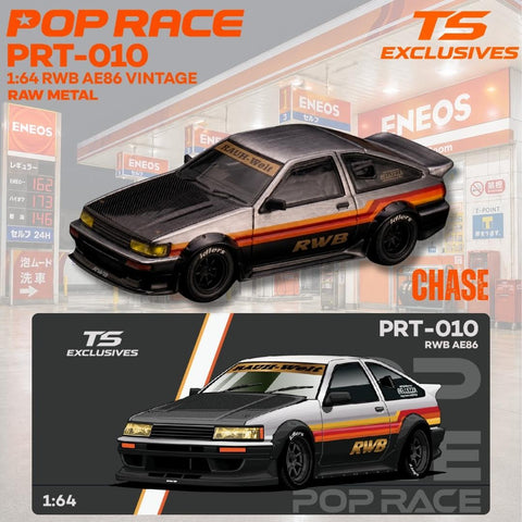 Pop Race X TS Exclusives 1/64 RWB AE86 Vintage Red Chrome - GT Hobby Store