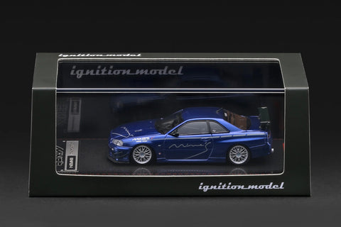 (PRE-ORDER) Ignition Model 1/64 Nissan Skyline GT-R Mine's (R34) Blue Metallic - GT Hobby Store