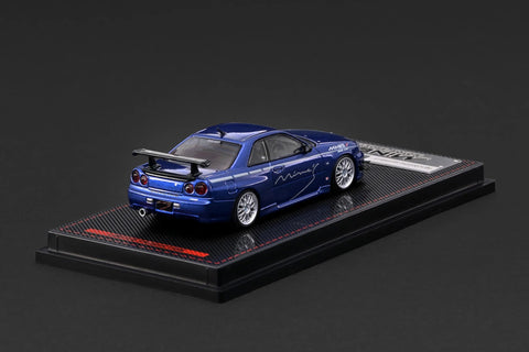 (PRE-ORDER) Ignition Model 1/64 Nissan Skyline GT-R Mine's (R34) Blue Metallic - GT Hobby Store