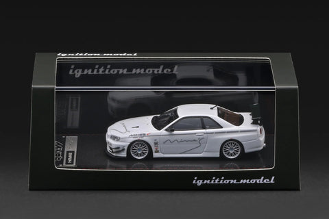 (PRE-ORDER) Ignition Model 1/64 Nissan Skyline GT-R Mine's (R34) White - GT Hobby Store