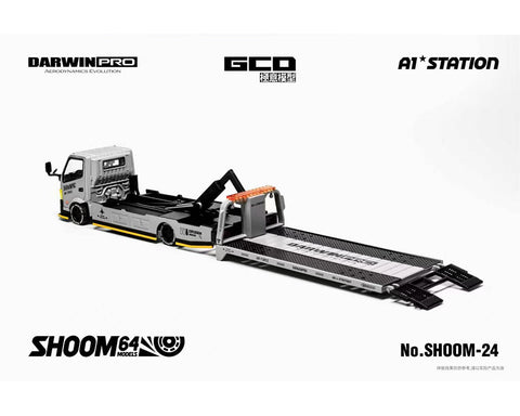 Shoom64 1/64 DarwinPRO Airforce Hino 300 Custom Drop-Bed Car Carrier – Grey - GT Hobby Store