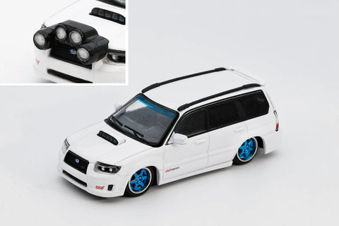 Shoom64 1/64 Subaru Forester STI (SG) 2005 White (LHD) - GT Hobby Store