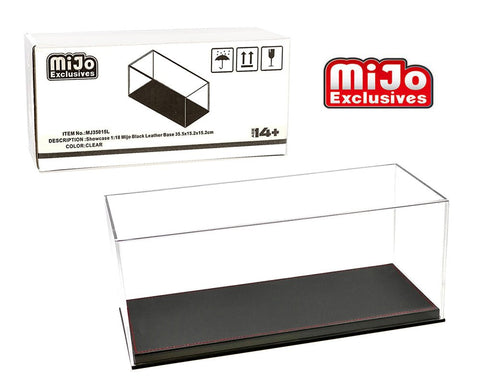 Showcase 1:18 with Black Synthetic Leather Base Collector Display Case (14″x6″x6″) – Mijo Exclusives - GT Hobby Store
