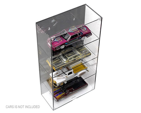 Showcase 1:24 4 Cars Wall Mount Collector Display Case (10.5″x5″x19″) – Mijo Exclusives - GT Hobby Store