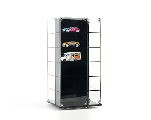 Showcase 1:64 Acrylitower 24 - Car Display Desk Top Spinner with Magnetic Covers (6.5″x 6.5″x13.5″) – Black – MiJo Exclusives - GT Hobby Store