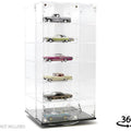 Showcase 1:64 Acrylitower 24 - Car Display Desk Top Spinner with Magnetic Covers (6.5″x 6.5″x13.5″) – Clear – MiJo Exclusives - GT Hobby Store