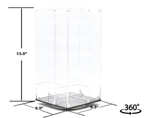 Showcase 1:64 Acrylitower 24 - Car Display Desk Top Spinner with Magnetic Covers (6.5″x 6.5″x13.5″) – Clear – MiJo Exclusives - GT Hobby Store