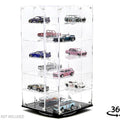 Showcase 1:64 Acrylitower 24 - Car Display Desk Top Spinner with Magnetic Covers (6.5″x 6.5″x13.5″) – Clear – MiJo Exclusives - GT Hobby Store