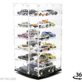 Showcase 1:64 Acrylitower 24 - Car Display Desk Top Spinner with Magnetic Covers (6.5″x 6.5″x13.5″) – Clear – MiJo Exclusives - GT Hobby Store