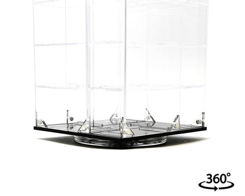 Showcase 1:64 Acrylitower 24 - Car Display Desk Top Spinner with Magnetic Covers (6.5″x 6.5″x13.5″) – Clear – MiJo Exclusives - GT Hobby Store