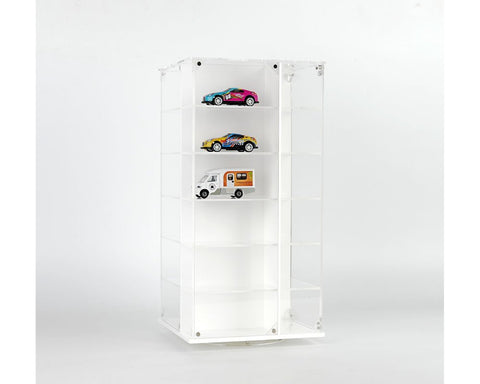 Showcase 1:64 Acrylitower 24 - Car Display Desk Top Spinner with Magnetic Covers (6.5″x 6.5″x13.5″) – White – MiJo Exclusives - GT Hobby Store