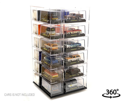 Showcase 1:64 Acrylitower+ Large 24 - Car Display Desk Top Spinner with Magnetic Cover (8″x 8″x16.25″) – MiJo Exclusives - GT Hobby Store