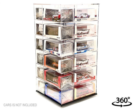 Showcase 1:64 Acrylitower+ Large 24 - Car Display Desk Top Spinner with Magnetic Cover (8″x 8″x16.25″) – MiJo Exclusives - GT Hobby Store