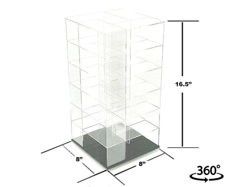 Showcase 1:64 Acrylitower+ Large 24 - Car Display Desk Top Spinner with Magnetic Cover (8″x 8″x16.25″) – MiJo Exclusives - GT Hobby Store