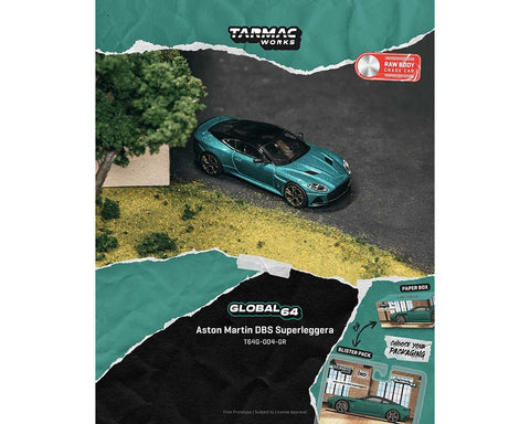 Tarmac Works 1:64 Aston Martin DBS Superleggera – Green – Global64 - GT Hobby Store