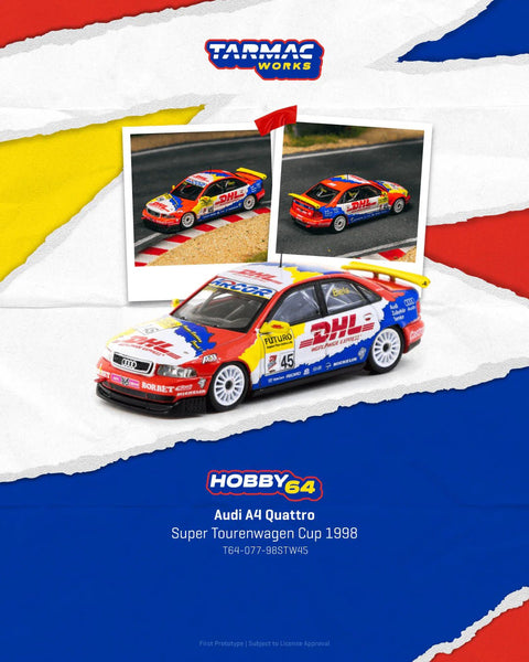 Tarmac Works 1/64 Audi A4 Quattro Super Tourenwagen Cup 1998 Frank Biela - GT Hobby Store