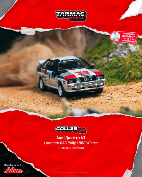 Tarmac Works 1:64 Audi Quattro A1 – Lombard RAC Rally 1982 Winner 1 – Collab64 - GT Hobby Store
