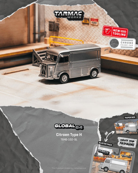 Tarmac Works 1/64 Citroen Type H – Silver – Global64 - GT Hobby Store