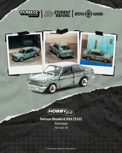 Tarmac Works 1/64 Datsun Bluebird SSS (510) Formosa StudentDriver & OSK Tools – Hobby64 - GT Hobby Store