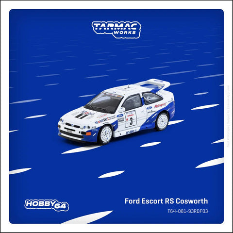 Tarmac Works 1/64 Ford Escort RS Cosworth 3 Rally France 1993 Winner - GT Hobby Store