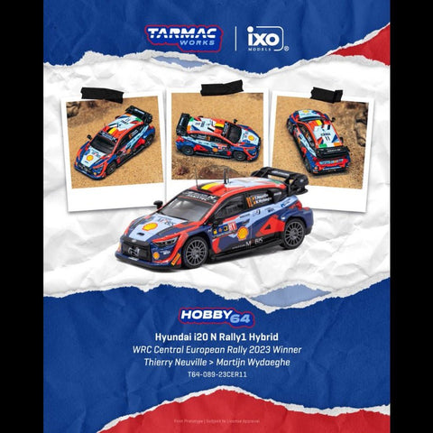 Tarmac Works 1/64 Hyundai i20 N Rally1 Hybrid WRC Central European Rally 2023 Winner Thierry Neuville / Martijn Wydaeghe – Hobby64 - GT Hobby Store