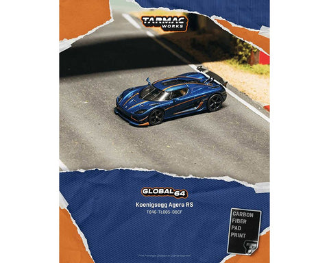 Tarmac Works 1:64 Koenigsegg Agera RS – Blue Carbon – Global64 - GT Hobby Store