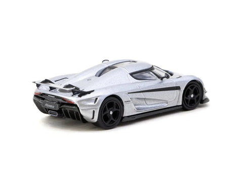 Tarmac Works 1:64 Koenigsegg Regera with Trading Cards Pack – Silver – Global64 Tarmac Cards – MiJo Exclusives Limited Edition - GT Hobby Store