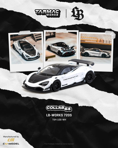 Tarmac Works 1:64 LB - WORKS 720S with extra set of wheels two stance option included – White - GT Hobby Store
