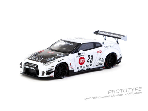 Tarmac Works 1:64 LB - WORKS NISSAN GT - R R35 type 2 With Oil Can – White - GT Hobby Store