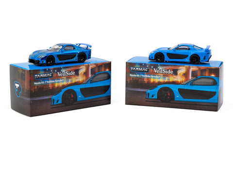 Tarmac Works 1/64 Mazda Rx-7 Veilside Fortune7 Blue Global64 - GT Hobby Store